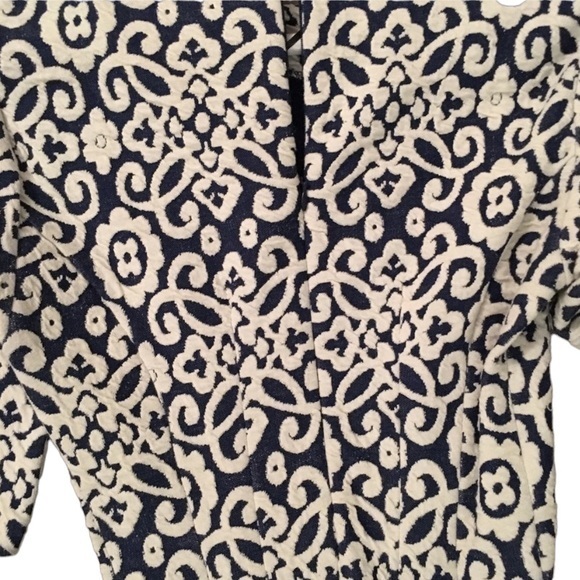 ZARA JACQUARD BLUE AND WHITE STRETCHY DRESS FIT AND FLARE SIZE XS - Picture 7 of 14